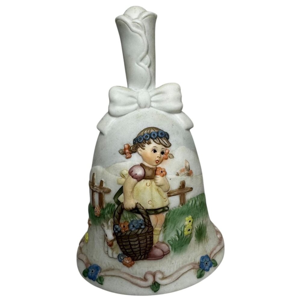 Vtg Goebel 1996 Berta Hummel Spring Blossoms Bell Girl w/Basket Bunny BH-1002